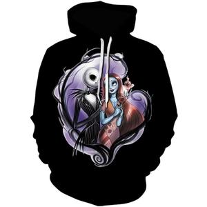 Nightmare Before Christmas Jack Sally Novelty Hoodie 3D Print Sweatshirts (XX-Large, Black)