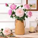 Yastouay 3 Bouquets Peonies Artificial Flowers with 22'' Long Stems, Latex Real Touch Faux Peony Flowers, Fake Peonies Bouquet for Table Centerpieces, Vases Home Wedding Party Decor (Mixed Pink)