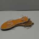 OYOANGLE Women's Pearl Decor Clear Straps Open Toe Flat Sandals Leather Outdoor Beach Sandals, Size 41, Apricot