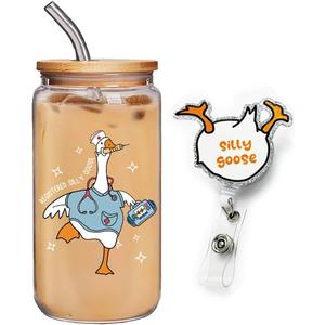 Funny Nurse Goose Cup for Women, RN Appreciation Gifts Nurses Week Gifts, Cute Retractable Nurse Badge Gift, Graduation Appreciation Nursing Student Ideas