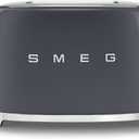 Smeg 50's Style Retro Aesthetic 2 Slice Toaster 6 Presets Extra Wide Slots Grey, TSF01GRUS