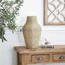 Deco 79 Faux Seagrass Handmade Decorative Vase Tall Woven Floor Centerpiece Vase, Vase for Home Decoration 10" x 10" x 18", Brown