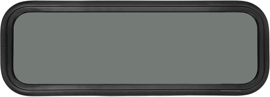Fixed RV Window, 33" W x 10" H Tinted Window Replacement for RV Camper Caravan Motorhome with Trim Ring, Suitable for 7/8" or 1-1/4" and Slightly Thicker Up to 1/16" Walls, DOT Approved