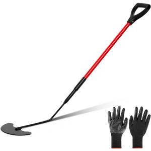 52" Heavy Duty Sod Lifter with D Grip Handle and Steel Shaft Manual Sod Cutter Hand Tool with Gloves for Gardening, Digging, Edging and Lawn Maintenance