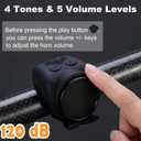 120dB Loud Bike Horn Electric Ebike Bell, Small Battery Operated Universal Mount Horns for Motorcycle Scooter Bicycle, Waterproof, USB C Rechargeable, 4 Funny Sounds & 5 Volume Settings