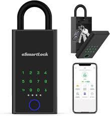Smart Lock Box Fingerprint APP Bluetooth eLinksmart Electronic Key Safe with Digital Code, Weatherproof for Outdoor Wall/Door Mount - Large Capacity Key Hider for Realtors Airbnb Hosts Garage Security