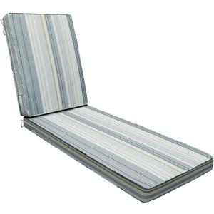 AAAAAcessories Outdoor Chaise Lounge Cushions, Fade-Resistant, Waterproof Patio Furniture Replacement Cushions, 74" x 23" x 3", Ash Blue Harbor Stripe