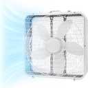 Comfort Zone Box Fan with Carry Handle, 20 inch, 3 Speed Full-Force Air Circulation Window Fan, Bedroom Floor Fan with 5 Blades, White Noise Cooling Fan, White
