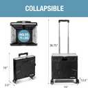 CleverMade Collapsible Wheeled Crate, 35L Capacity, 4 Double Wheels, Foldable with Lid, Black