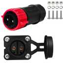 2 Pin 50Amp Trolling Motor Plug Receptacle Set, 12/24/36/48 Volt Marine Boat Power Waterproof IP67 Connector Trolling Boat Plug for Trolling Motors Compatible with 6/8 AWG Wire Red