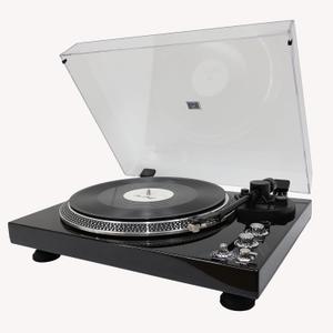 Classic Vinyl Record Player, Fully‑Automatic Belt‑Driven Turntable with BT Wireless, 33/45 RPM Speeds, Auto‑Repeat Function, Hi‑Fi, Die-Cast Aluminum Platter, Solid Wood Plinth - Piano Black