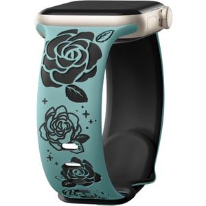 2 Pack Mixed Adorve Floral Engraved Band Compatible with Apple Watch Bands for Women 44mm 45mm 46mm 49mm 42mm 41mm 40mm 38mm for iWatch Bands Series 10/9/8/7/6/5/3/2/1/SE/Ultra, Brown Black, 42 44 45 49 mm