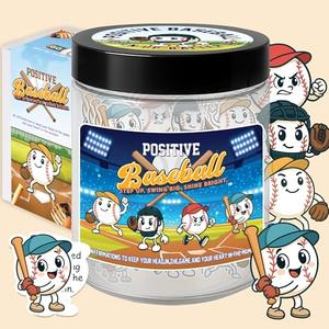 Positive Baseball Jar, 60 Daily Emotional Support Affirmation Cards, Motivational Baseball Gifts for Teens Boys Girls, Men, Teens Coaches Friends, Stocking Stuffers for Teen Boys