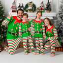 ANGELGGH Matching Family Christmas Pajamas Sets, Holiday PJs with Top and Pants, Cute 2 Piece Sleepwear for Couples/Women/Men (Men, L, Green Canes Elf)
