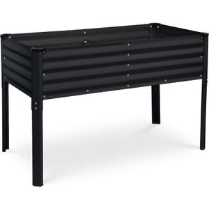 Galvanized Raised Garden Beds Outdoor with Legs // 482431in Elevated Planter Box for Vegetables, Flowers (Black) // Large Metal Garden Bed for Backyard Patio Gardening
