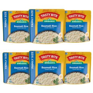 Tasty Bite Organic Basmati Rice, Family Size 16 Ounce, Ready to Eat, Microwavable, Vegan, Gluten-Free (Pack of 6) (EXP 12/31/26)