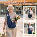 Tomkas Small Dog Cat Sling Carrier Puppy Purse Travel Wrap Soft Crossbody Pet Bag (Dark Blue, M - Classic Pocket & Classic Strap)