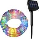 39Ft 100 LED Solar Powered Tube Light Solar Rope Fairy String Lights Waterproof Night Lighting with 8 Modes for Outside Garden Patio Pathways Fence Outdoor Party Xmas 12M Multicolor