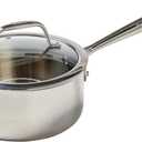 T-fal Pro Tri-Ply Stainless Steel Sauce Pan with Lid 2 Quart, Induction Compatible, Oven Safe 500F, Lid 350F, Multipurpose, Fast & Even Heat, Professional Quality & Durability, Dishwasher Safe, Silver
