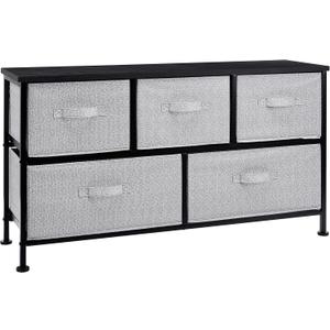 Amazon Basics Extra Wide Fabric 5-Drawer Storage Organizer Unit for Bedroom Closet, Black
