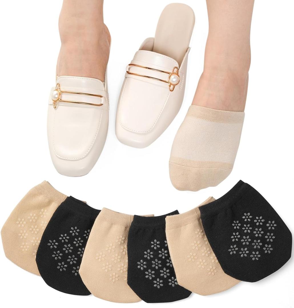 Toe Socks Womens for Mules, Half Socks Toe Topper Covers No Show Invisible Non-slip Liners for Clogs 4/6/8 Pairs