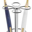 HarJue Toothbrush Holder Stand for Bathroom, Metal Toothbrush Organizer with Marble Base, Toothbrush Storage Collection for Family, Suitable for Home Hotel Countertop Vanity (Small, Chrome Finish)