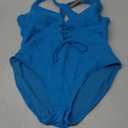 SHAPELLX Women One Piece Swimsuits Tummy Control Bathing Suits Push Up Slimming Swimwear with Built-in Bra V Neck Blue 2XL