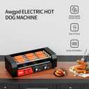 Hot Dog Roller 5 Rollers 12 Hot Dogs Capacity, 750W Stainless Commercial Sausage Grill Cooker Machine with Dual Temp Control,Removable Drip Tray for Party Home Commercial (5 Roller)