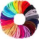 TecUnite 200 Pieces No Metal Hair Elastics Danmge-Free Bulk Rubber Bands Hair Ties Ponytail Holders for Women(Colorful,4mm, 5cm) (Multicolor)