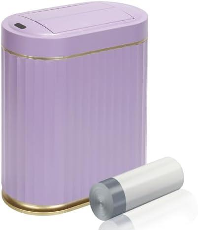 ELPHECO Bathroom Trash Can with Lid Butterfly, Motion Sensor Trash Can Bathroom Decor Automatic Garbage Can Wastebasket Bathroom Accessories, Kitchen, Living Room, Office, Purple Gold