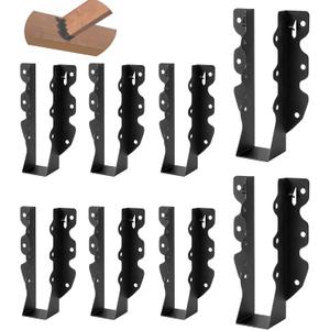 2x8 Joist Hangers, 8 Pcs Hurricane Ties for Rafters Tie Brackets, Black Powder Coating Joist Brackets for Ceiling Joists and Floor Deck