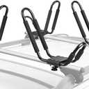 Leader Accessories Kayak Rack 2 Pair J Bar for Canoe Surf Board SUP On Roof Top Mount Crossbar with 4 pcs Tie Down Straps