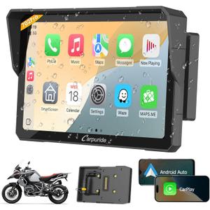 Carpuride W702B PRO Motorcycle Carplay Screen for BMW R1200GS R1250GS S1000XR Motorcycle, 7 inch Waterproof Touchscreen, Portable Carplay/Android Auto GPS Navigation for Motorbike, Dual Bluetooth