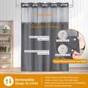 eachope 1 Pack Fabric Snap-in Shower Curtain Liner Replacement,Compatible with No Hook Shower Curtain with Snap in Liner, Removable & Water-Repellent,Machine Washable,70x54,Grey