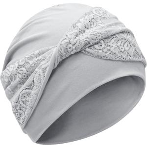 XYIYI Knot Chemo Headwear for Women's Cancer Patients, Stretchy Chemotherapy Headwraps Beanie Hats (Light Gray)