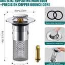 6 x Bathroom Sink Drain Stopper for US Universal Replacement,Pop Up Drain for Bathroom Sink with Stainless Steel Filter Basket Hair Catcher, Sink Drain Strainer for 1.34-1.45 Inch