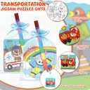 12 Sets Transportation Puzzles Traffic Theme Color Your Own Puzzles DIY Construction Jigsaw Craft with 12 Stackable Crayons and 12 Bags for Construction Gifts Birthday Party Supplies(12, Car)