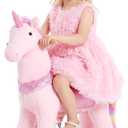VEVOR Ride On Horse, Riding Pink Unicorn Toys for Kids, No Battery Required, Smooth Wheels with Anti-Roll Stop Ring, Upgraded Raised Seat, Handles, Pedals, 110 lbs Max Load Capacity for Ages 3-8