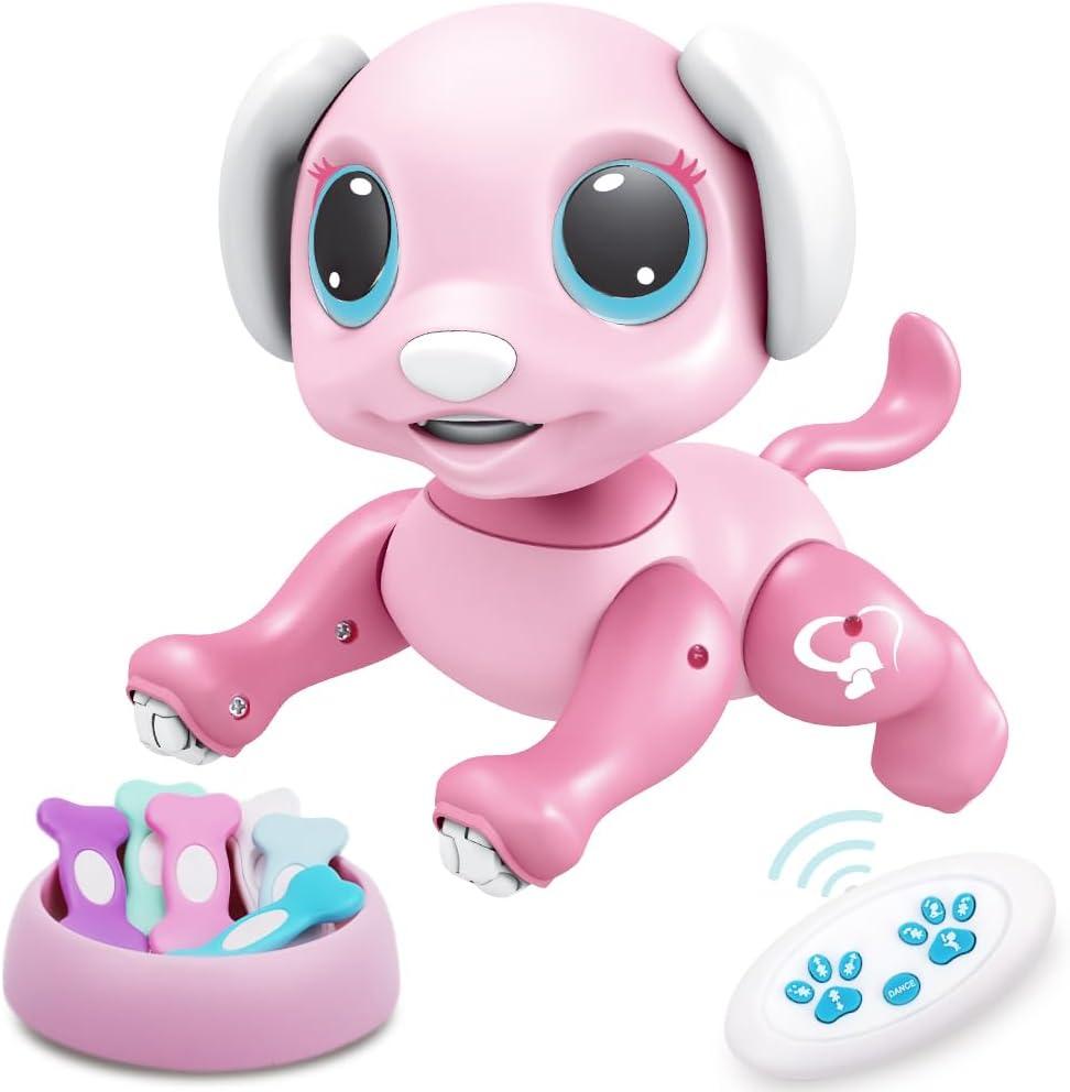 BIRANCO. Remote Control Dog Gesture Sensing - Smart Puppy Pink Toy Robot Pet Walks Barks Interactive with Toddler, STEM Play, Best Christmas Holiday Birthday Gifts for 3 4 5 6 7 8 Years Old Girl
