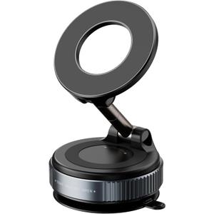 Vacuum Magnetic Phone Holder for Car,2800gf Strong Magnetic Phone Mount,360 Adjustable & Reinforced Suction Cup for Dashboard/Mirror,Car Phone Holder Compatible with iPhone AndroiDeep Black