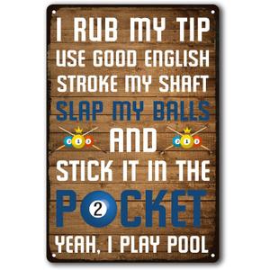 Funny Billiards Tin Sign Pool Table Accessories Pool Room Decor Playing Pool Metal Sign Billiards Gifts For Men Billiard Hall Decoration Signs 8 X 12 Inch (Black)