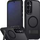 for Samsung Galaxy S24 FE Case, [Compatible with MagSafe], Adjustable Kickstand,Military Grade Drop Tested, Translucent Matte Phone Case for Galaxy S24 FE Case (Black)