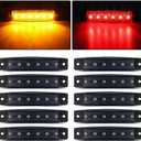 FXC Smoked 6 LED Clearence Light Front Rear Side Marker Indicators Light for Truck Car Bus Trailer Van Caravan Boat, Taillight Brake Stop Lamp 12V (5x Amber + 5x Red)