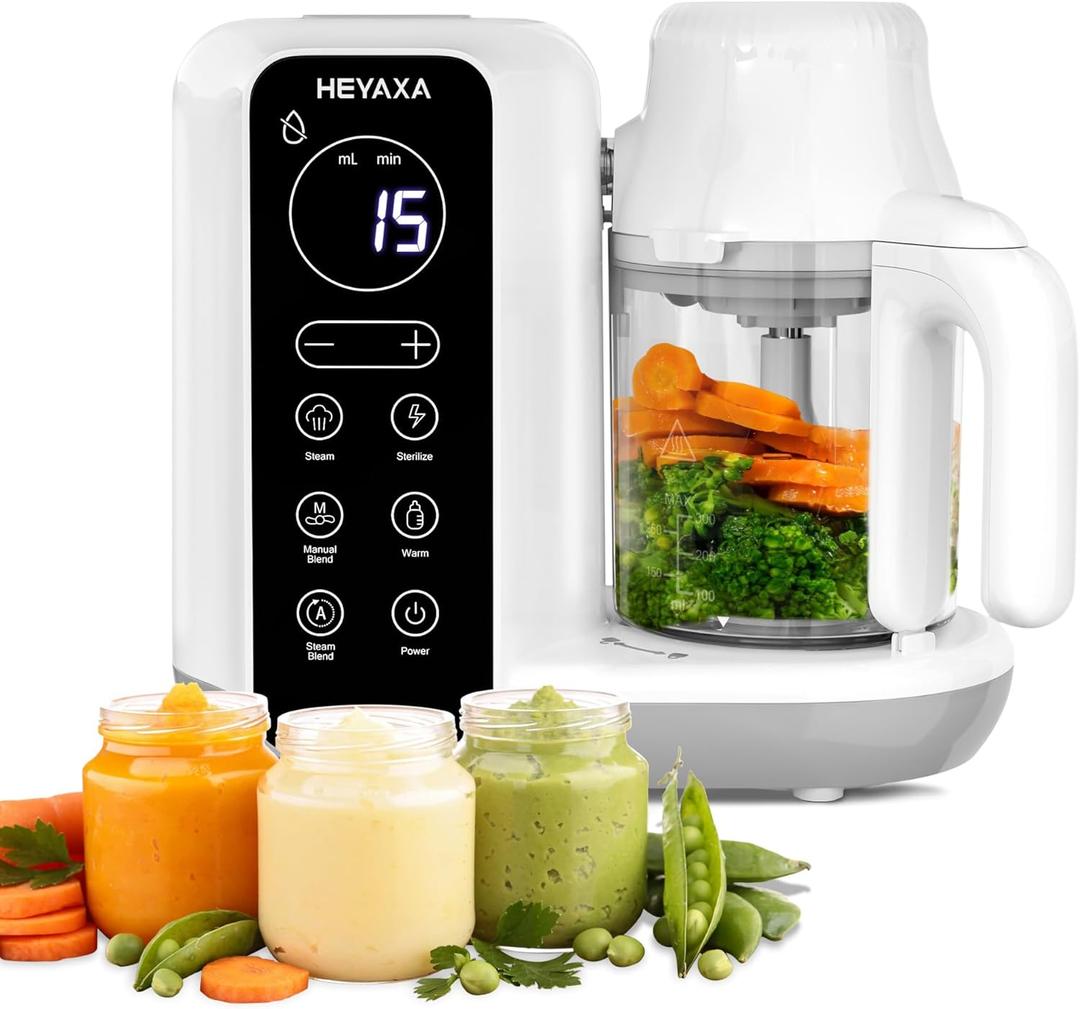 Baby Food Maker, Baby Food Processor with Automatic Cooking & Grinding, Food Steamer Puree Blender with Self-Cleaning Function, BPA Free (White)