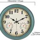 zyzamay 13 Inch Outdoor Clock with Thermometer and Hygrometer, Waterproof and Silent, Large Easy-to-Read Numbers, Ideal for Bedroom,Office,Living Room,Porch,Garden,Pool(Green)