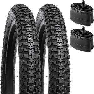YUNSCM 2-PCS 14"/16"/20" Kid Bike Tires 14x2.125 16x1.95/2.125 20x2.125 and Heavy Duty Bike Tubes Schrader Valve Compatible with Road Bike 14/16/20 x 1.95/2.0/2.10/2.125 Bicycle Tires and Tubes