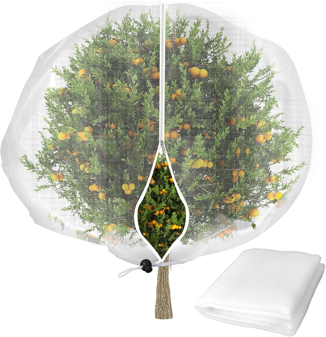 Bird Netting for Fruit Trees Blueberry Bushes 8x8Ft, Large Fruit Tree Netting to Protect Fruit from Birds, Cicadas, Garden Covers for Vegetables with Drawstring and Zipper