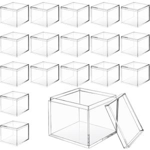 CHENGU 18 Pack Acrylic Boxes Clear Cube Small Square Storage Box with Lid Acrylic Display Small Container Clear Candy Cubes for Candy Jewelry Display(2.2 x 2.2 x 1.8 Inch)