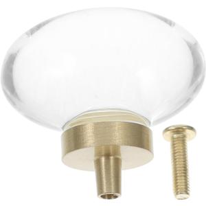 Crystal Cabinet Knobs Egg Shape Pulls for Dresser Satin Brass Knobs Elegant Decorative Handles for Kitchen Cabinets Smooth Finish for