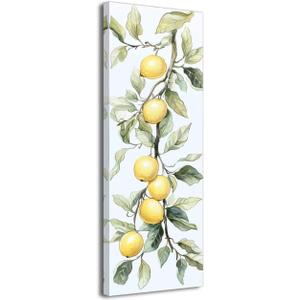 BJYCHG Lemon Pictures for Kitchen Lemon Wall Art Citrus Canvas Prints Yellow Fruit Tree Poster Summer Paintings Farmhouse Kitchen Decor Frame (White, (24L x 8W))